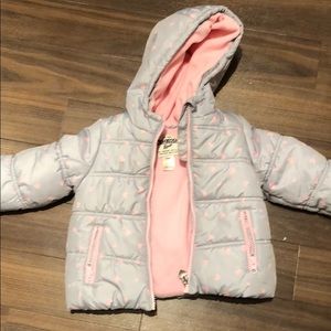 Oshkosh 18 months pink and grey hearts winter coat